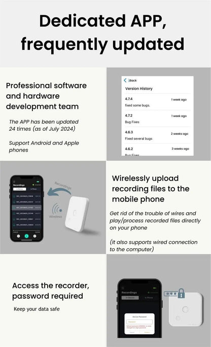 AI Voice & Call Recorder – Speech-to-Text, 64GB, 100 Languages