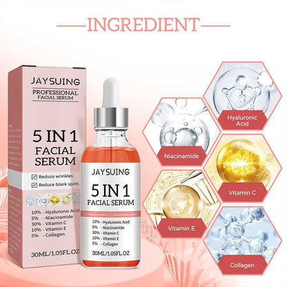 5-in-1 Vitamin C & Hyaluronic Acid Facial Serum for Radiant Skin