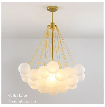37-Glass Bubble Chandelier – Frosted Milky White Colorful Pendant