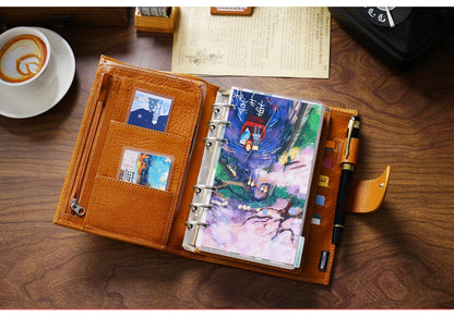 Full Grain Leather Planner with Rings – Personal Size Organizer