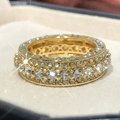 14K Gold Color Full Diamond Round Ring – Wedding & Engagement