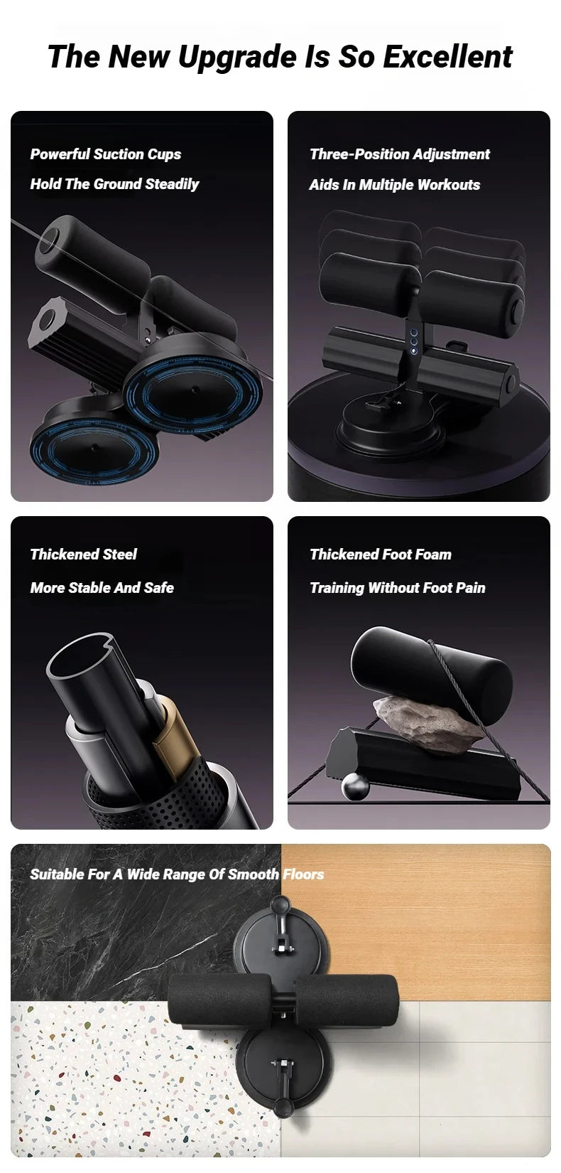 Abdominal Sit-Up Equipment with Suction Cups & Ankle Support