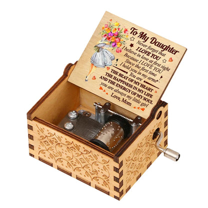 Wooden Hand Crank Music Box