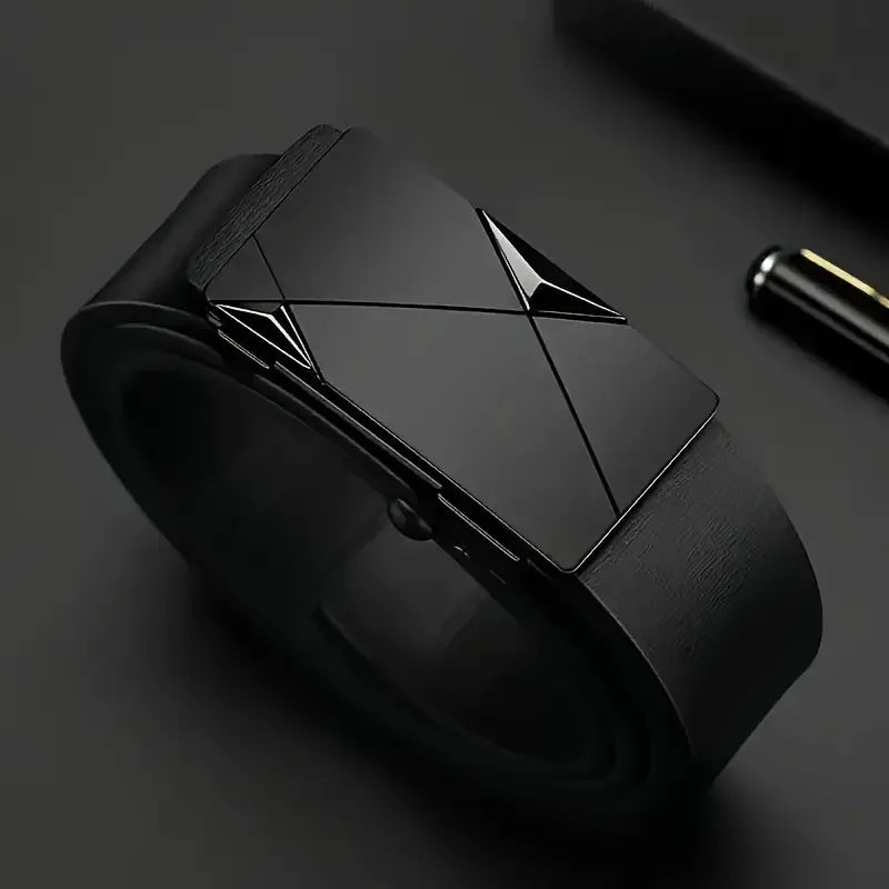 Stylish Men’s PU Leather Belt Automatic Buckle