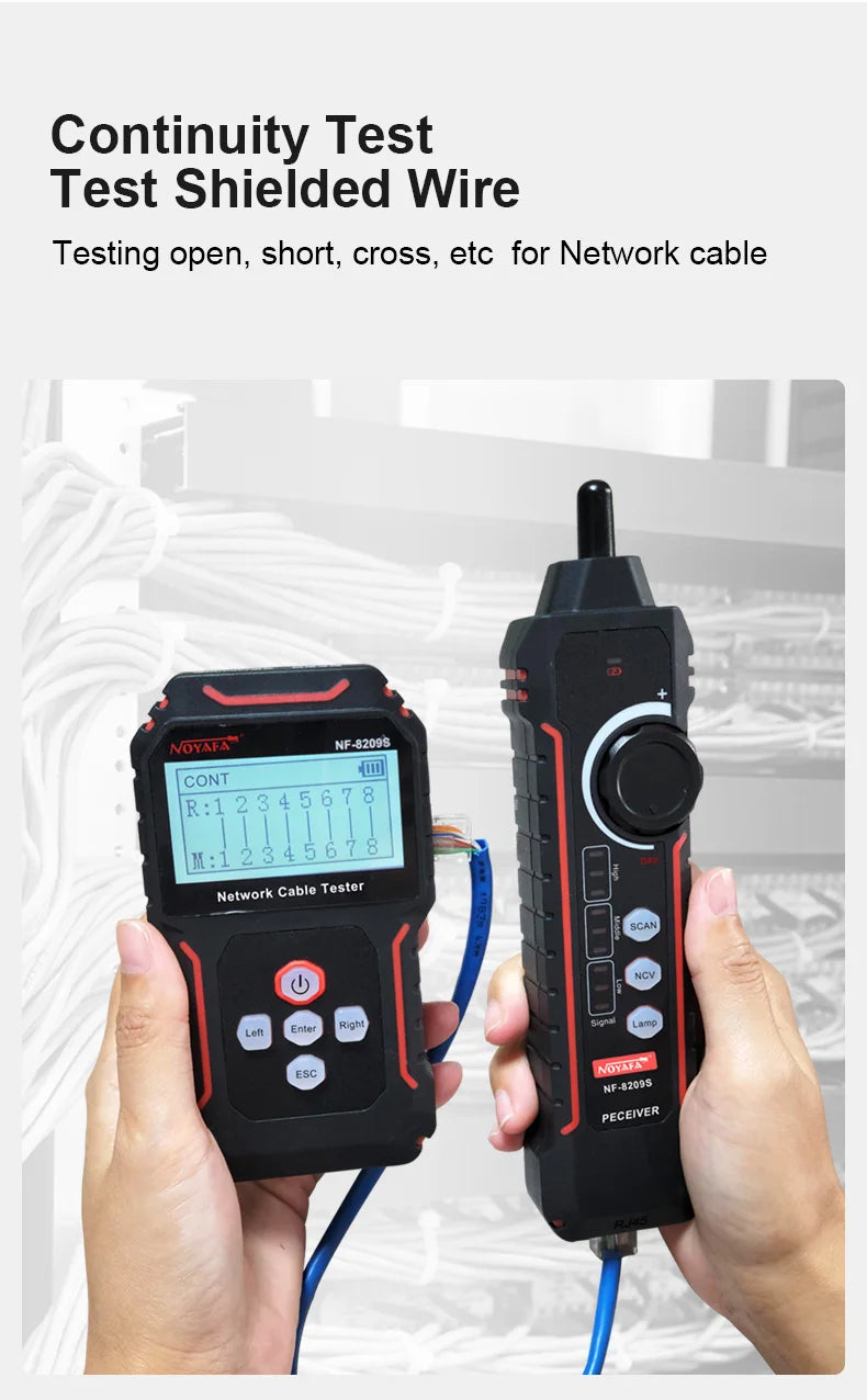 Network Cable Tracker & Tester – LCD Display, Wiremap, Length Tool