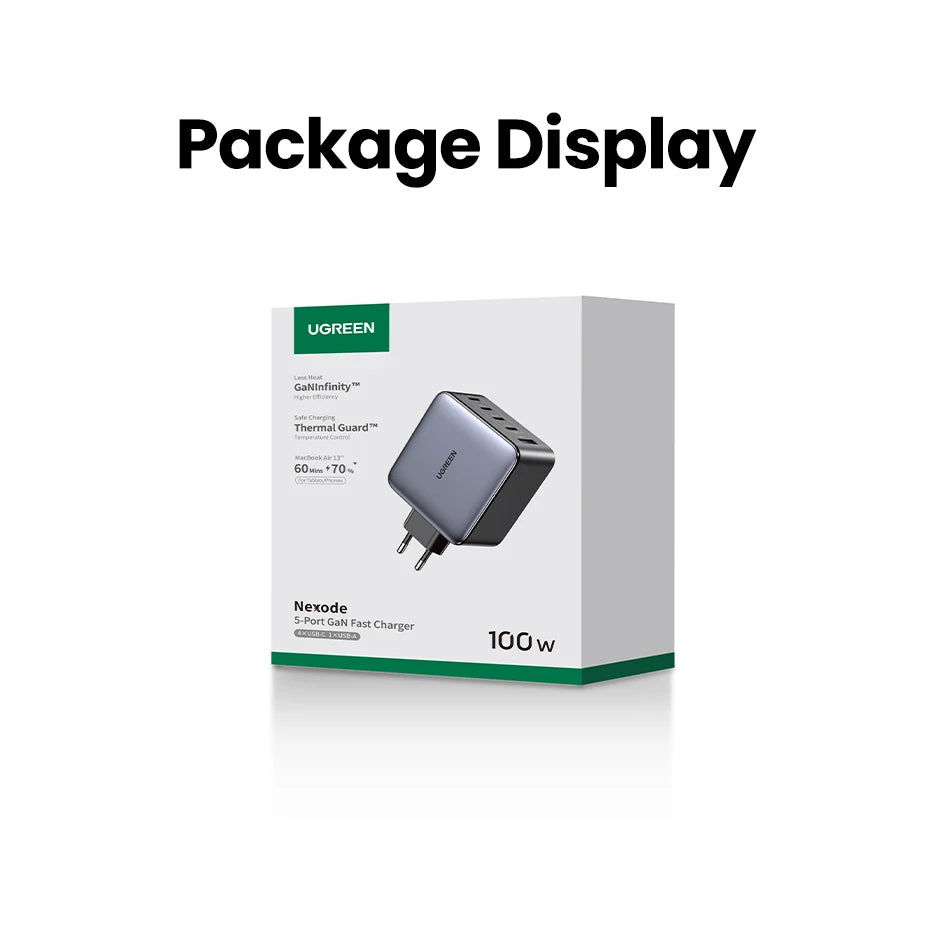 100W GaN Fast Charger – 5-Port USB-C PD QC4.0 Charger Hub