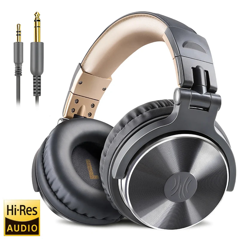 Professional Wired DJ Headphones – Over Ear with Mic & Hi-Res Audio