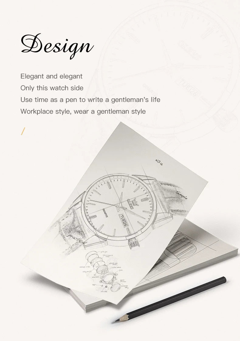 Classic Men's Quartz Watch – Waterproof Leather Strap Timepiece