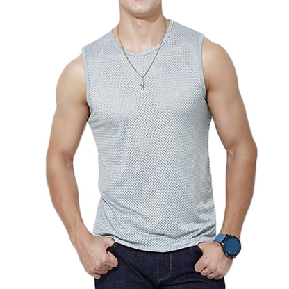 Men’s Ice Silk Mesh Tank Top Bodybuilding Fitness Vest