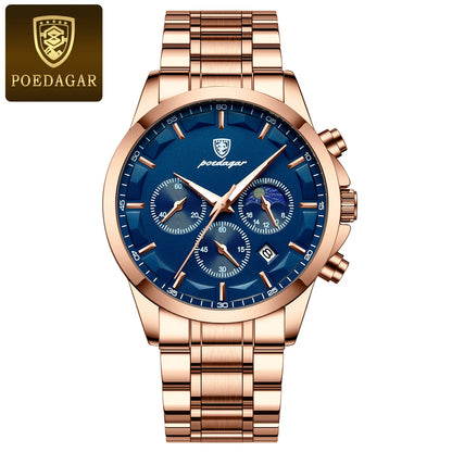 POEDAGAR Men's Luxury Quartz Chronograph Waterproof Watch