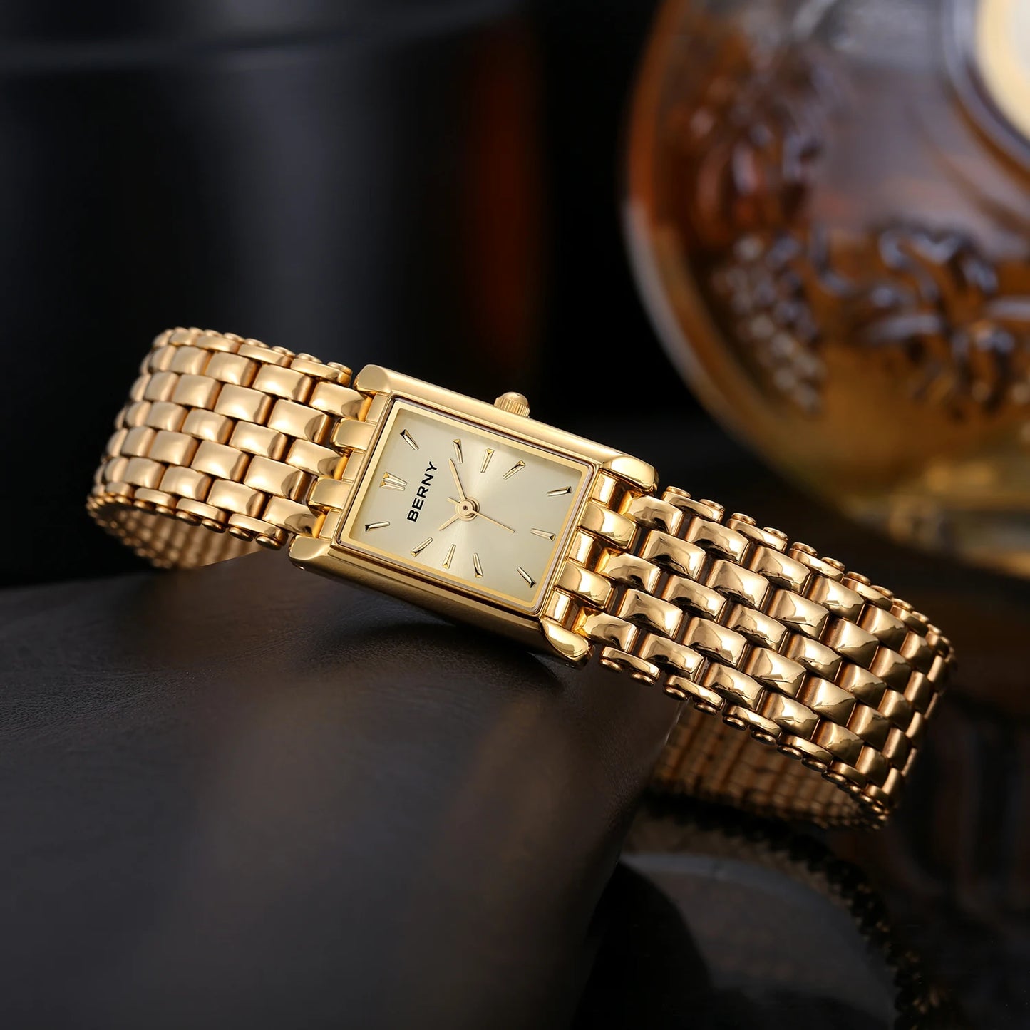 Gold Square Women’s Quartz Wristwatch | Luxury Fashion Watch
