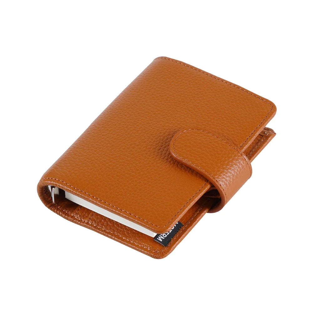 A8 / M5 Mini Rings Planner – Pebbled Grain Cowhide Leather Organizer