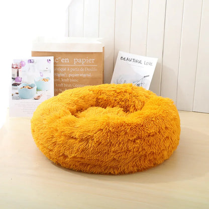 Round Cat Bed House - Soft Plush Cushion Bed for Dogs & Cats, Pet Sleeping Sofa