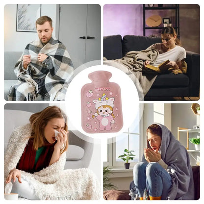 Plush Hot Water Bottle – Soft Portable Bed & Foot Warmer
