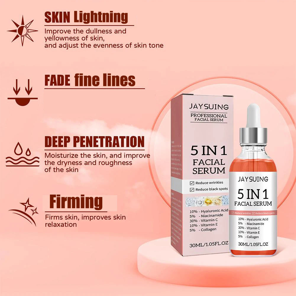 5-in-1 Vitamin C & Hyaluronic Acid Facial Serum for Radiant Skin