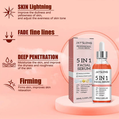 5-in-1 Vitamin C & Hyaluronic Acid Facial Serum for Radiant Skin