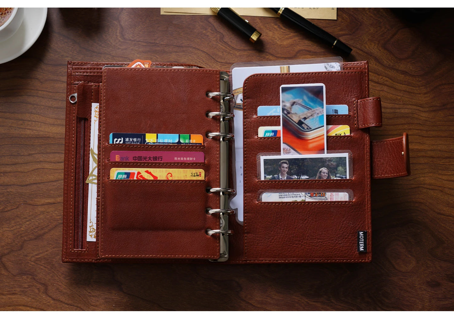 Full Grain Leather Planner with Rings – Personal Size Organizer