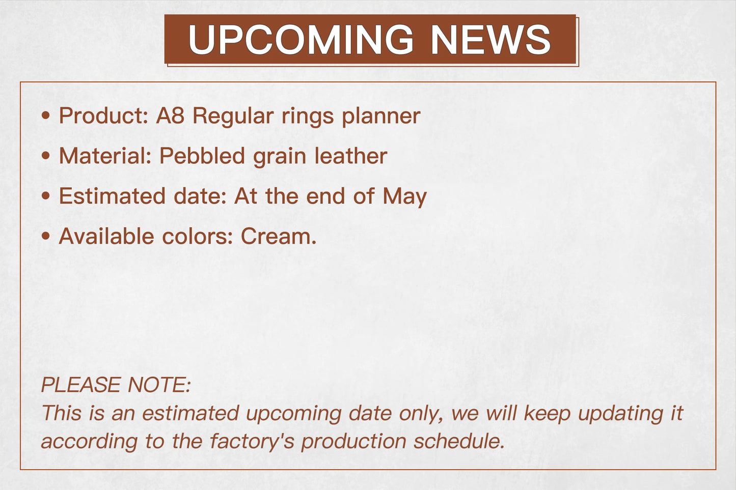 A8 / M5 Mini Rings Planner – Pebbled Grain Cowhide Leather Organizer