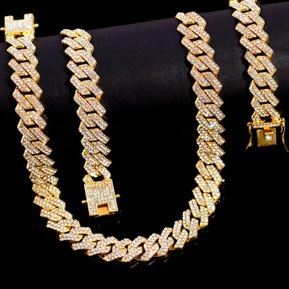 Hip Hop Iced Out Cuban Link Chain Necklace – Gold & Silver Men’s Gift
