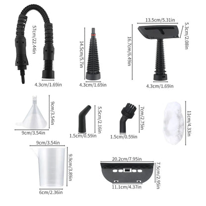 Portable Handheld Steam Cleaner – 9-Piece Pressurized Steamer for Home & Car