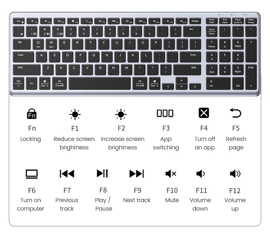Wireless Bluetooth 5.0 Keyboard – 99 Keys Russian/Korean/English