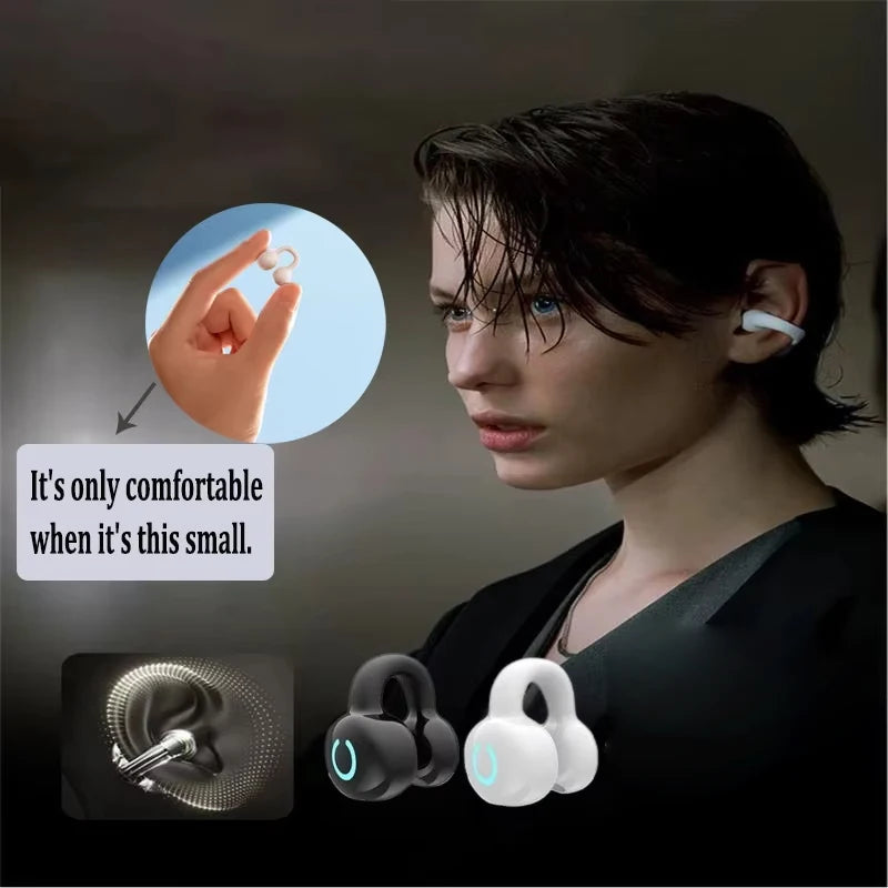 Single Ear Bone Conduction Bluetooth Earphone Clip Noise Cancelling