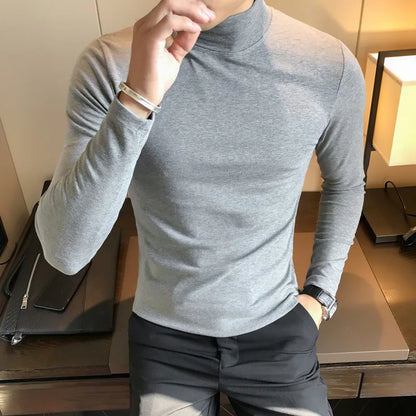 Men’s Slim Fit Turtleneck Long Sleeve Solid Pullover