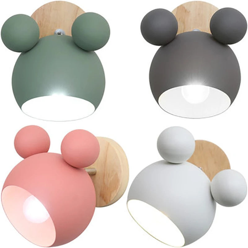 Nordic Mickey Wall Lamp – Cute Children's Bedroom Wall Light