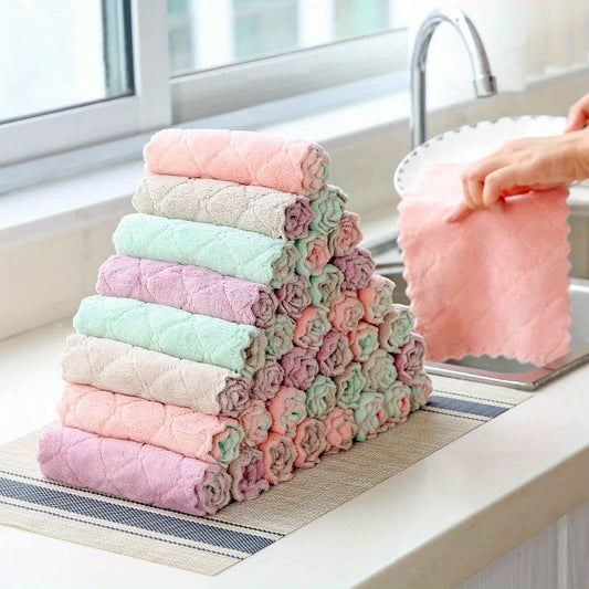 10pcs Microfiber Dish Cloths – Double-Sided Cleaning Rags for Kitchen