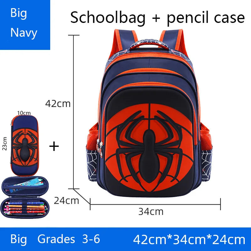 Cartmela Spider Backpack & Pencil Case Set | Waterproof Cartoon School Bag for Boys