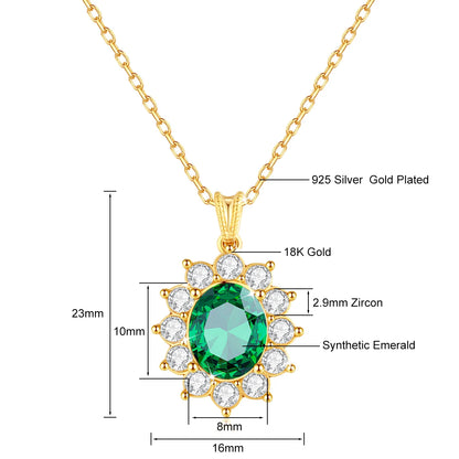 Au750 18K Gold Emerald Necklace – Oval 8x10mm Stone with Certificate