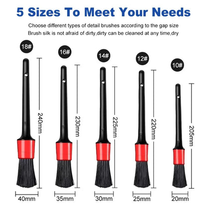 5Pcs Car Cleaning Brush Kit - Auto Detail Brushes