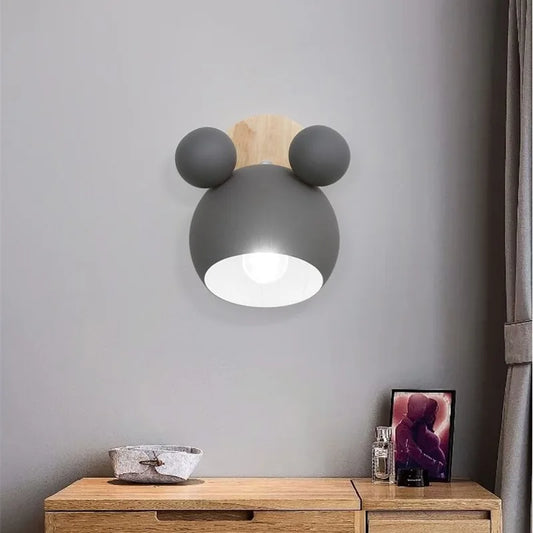 Nordic Mickey Wall Lamp – Cute Children's Bedroom Wall Light
