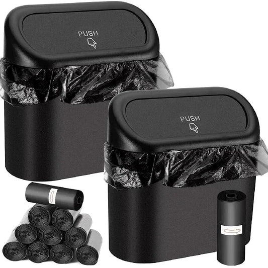 Leak-Proof Car Trash Can with Lid & 60 Garbage Bags – Mini Bin