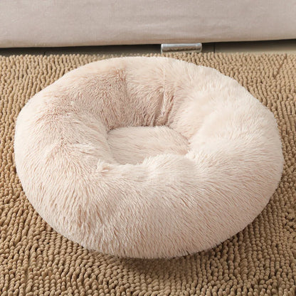 Round Cat Bed House - Soft Plush Cushion Bed for Dogs & Cats, Pet Sleeping Sofa