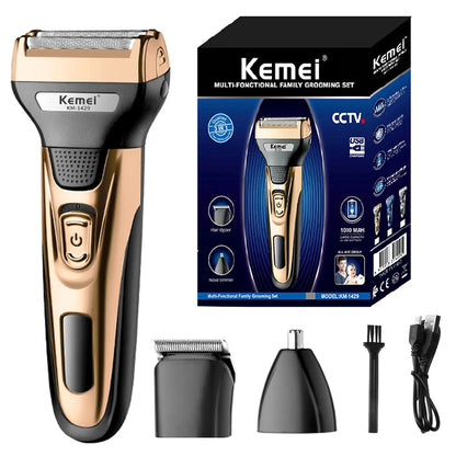 Kemei 3-in-1 Electric Shaver Kit – Beard, Nose & Hair Trimmer