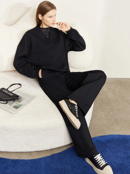 Women’s Loose Sweatshirt & Straight Leg Pants – Spring Casual Set
