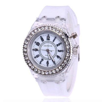 LED Flash Luminous Watch 7-Color Light Unisex Jelly Wristwatch