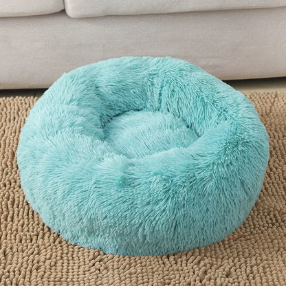 Round Cat Bed House - Soft Plush Cushion Bed for Dogs & Cats, Pet Sleeping Sofa