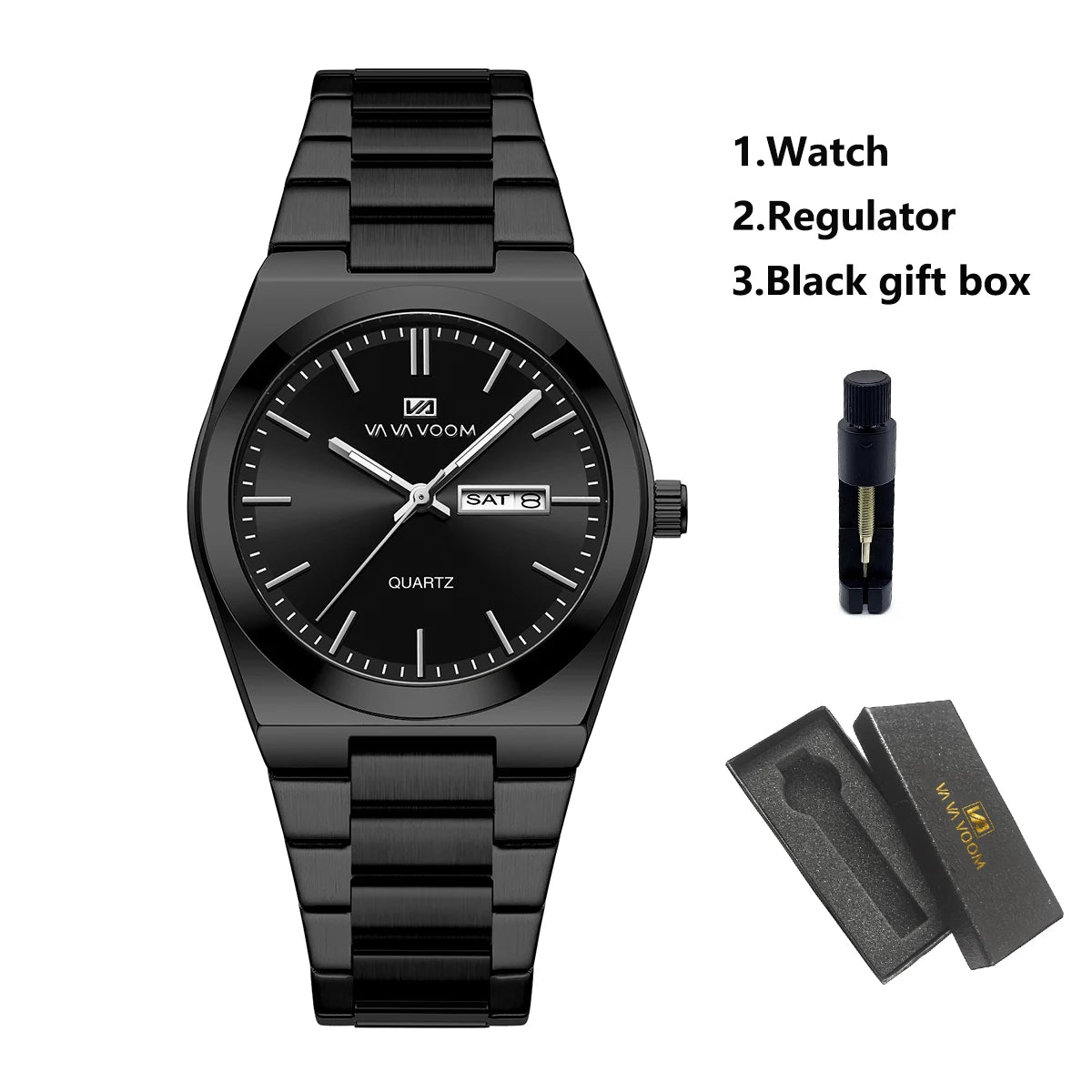 Men’s Stainless Steel 40mm Quartz Watch – Double Calendar & Waterproof