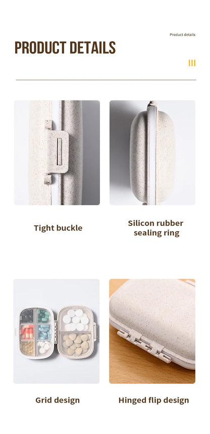 8-Grid Pill Organizer Box – Travel Medicine Storage with Seal Ring