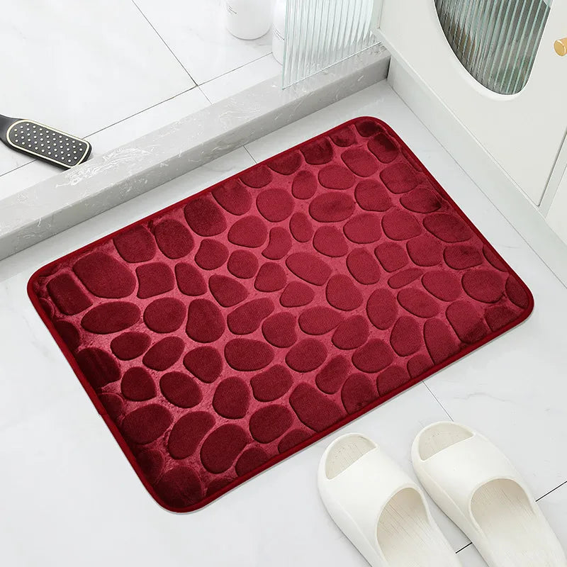Anti-Slip Cobblestone Bathroom Floor Mat – Water Absorbent Rug