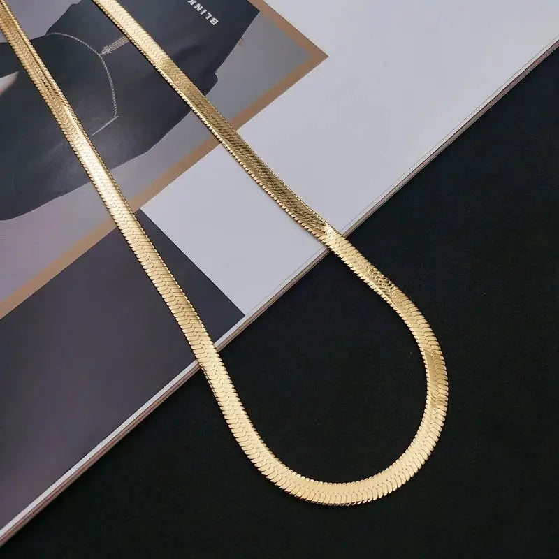 24K Gold Blade Chain Necklace – 18/20/22/24 Inch, 4MM Unisex