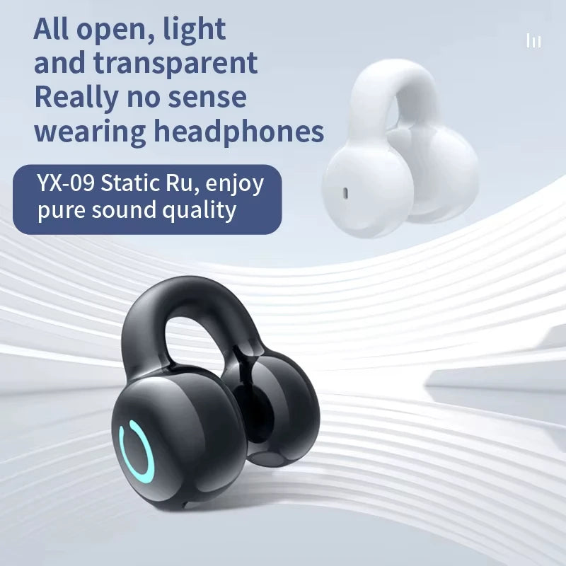 Single Ear Bone Conduction Bluetooth Earphone Clip Noise Cancelling
