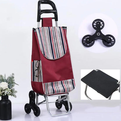 Folding Grocery Cart–Lightweight Aluminum Trolley with Climbing Wheels