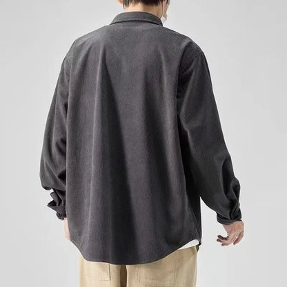 Men’s Loose Corduroy Shirt – Casual Thick Long Sleeve Top