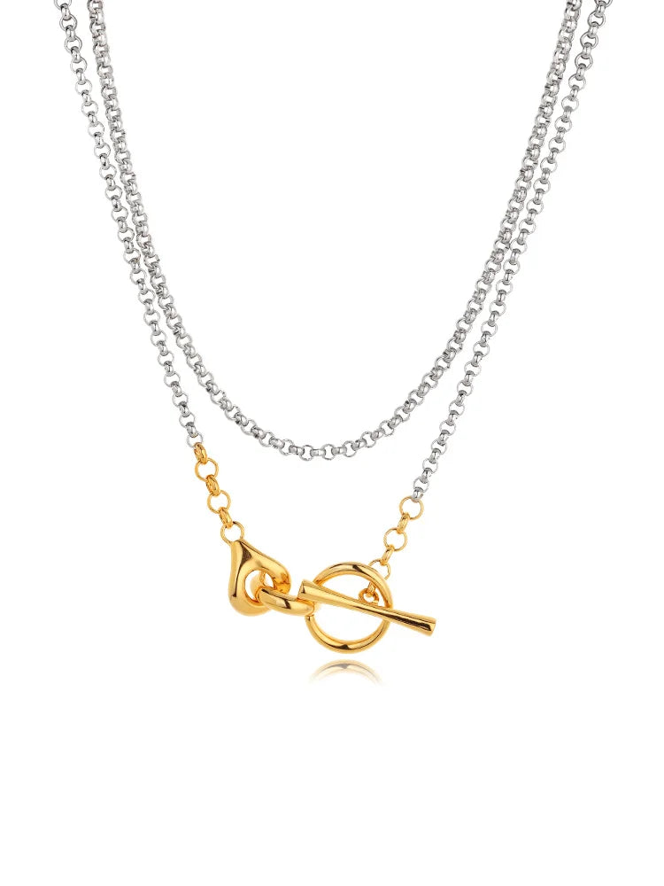 Statement Long Mixed Metal Necklace – OT Clasp Street Style Jewelry