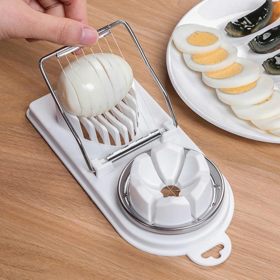 2-in-1 Stainless Steel Egg Cutter - Multifunctional Kitchen Tool