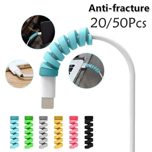 Charging Cable Protector – Cord Organizer, Holder & Winder Clip Set