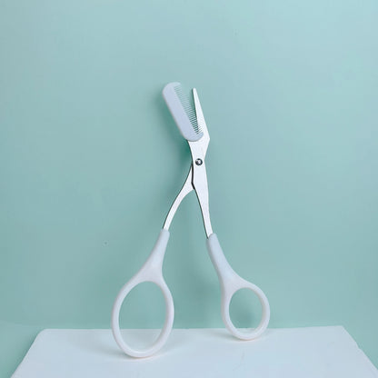 Pink Eyebrow Trimming Scissors with Comb – Precise Grooming Tool